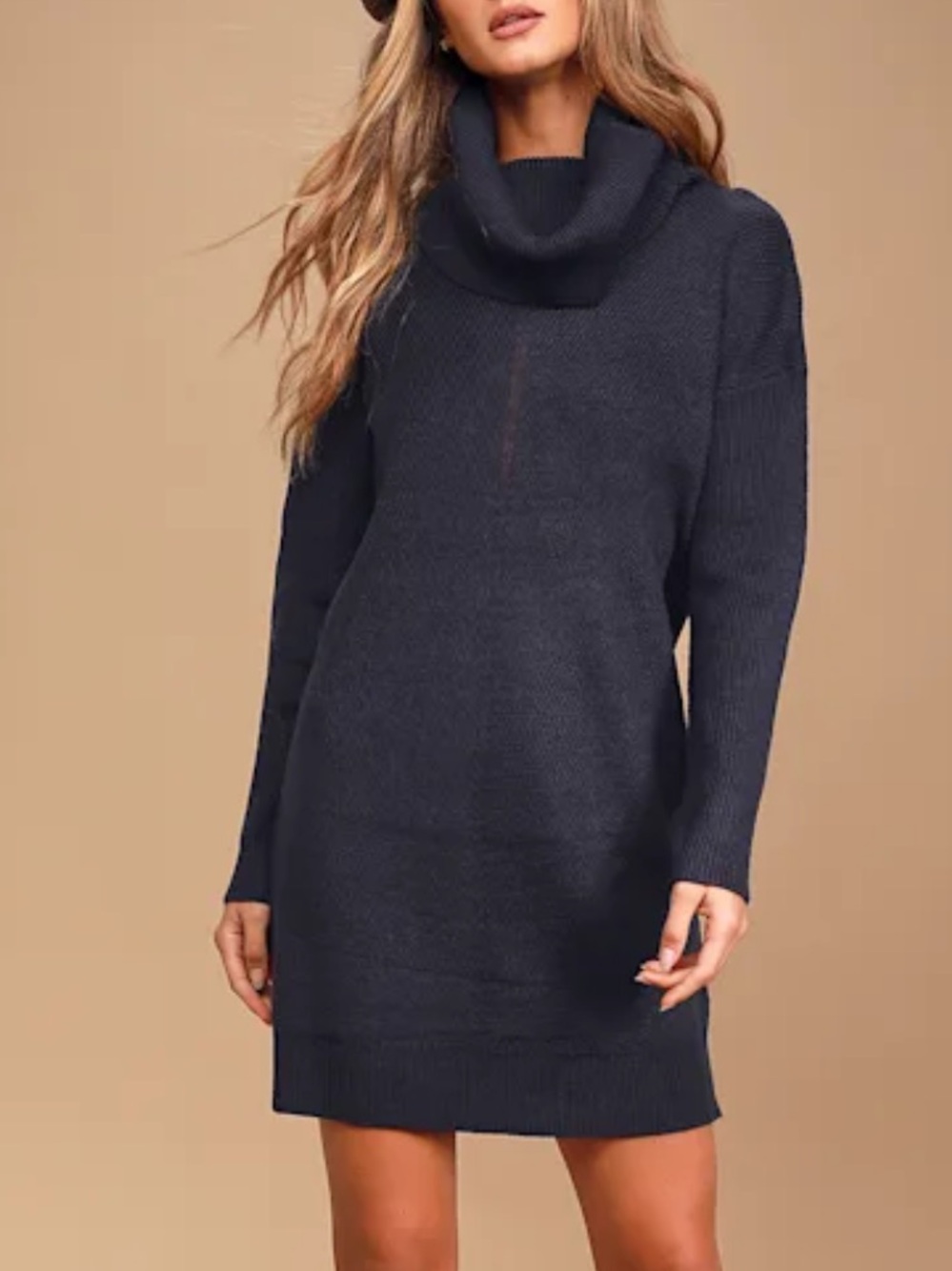 Lulus - Tea Reader navy blue sweater dress. Turtleneck. Size Small.
